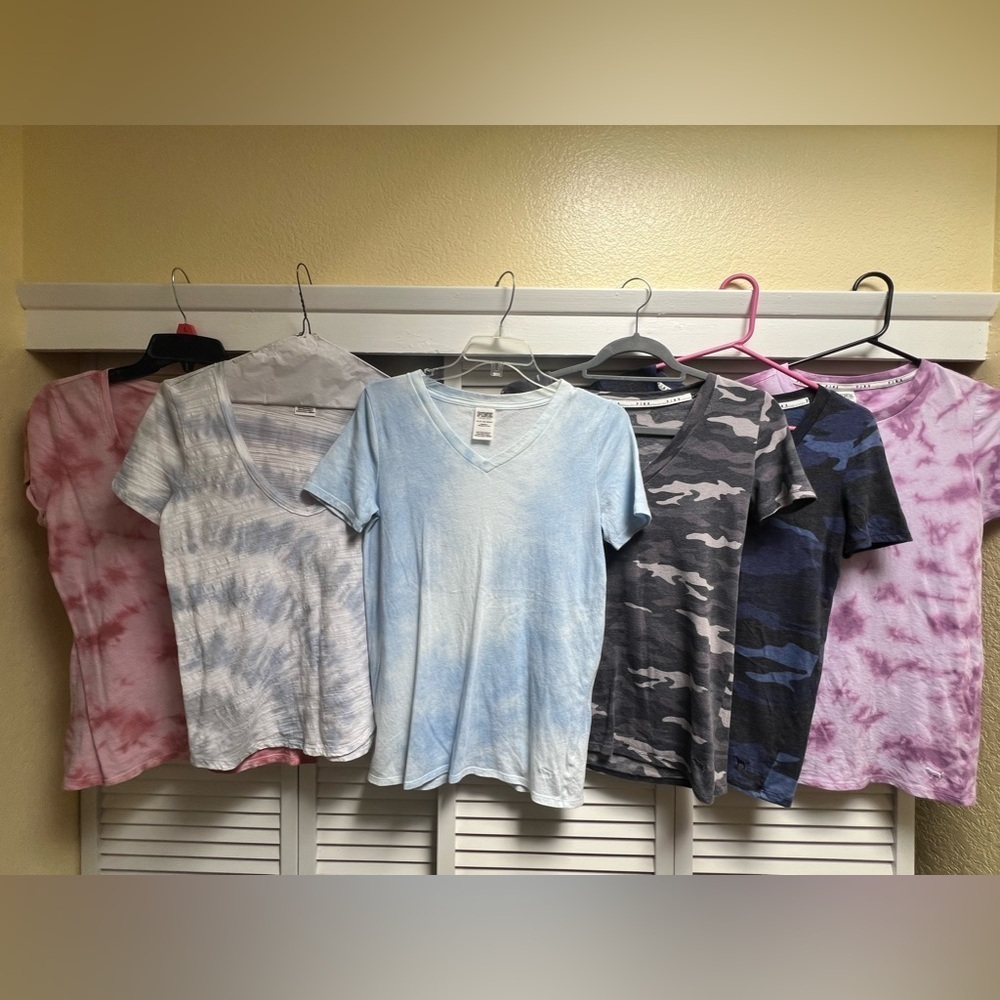 6 Victoria Secret PINK T-Shirt, Sleep Shirt Lot Sz XS